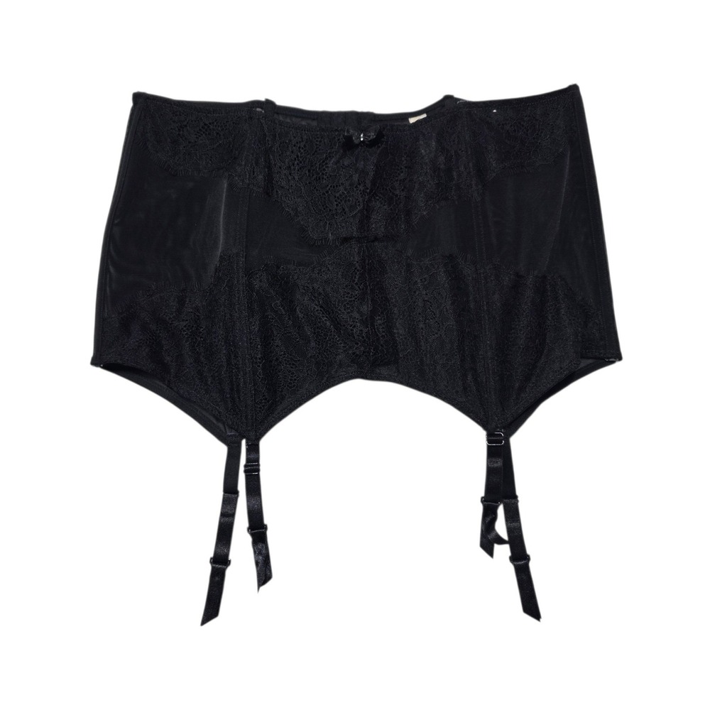 Cacique Lace Garter Belt Womens 18/20 Black Nylon Spandex Mesh Lingerie